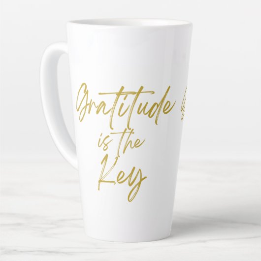 Gratitude is de Key Tall Latte Mok (Linkerhoek)