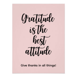 Gratitude is the best attitude Pink Wall Poster