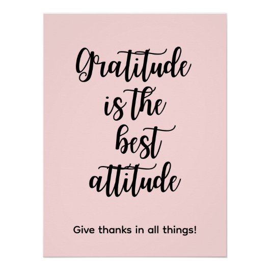 Gratitude is the best attitude Pink Wall Poster (Devant)