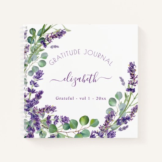 Gratitude journal lavender eucalyptus floral notitieboek (Voorkant)