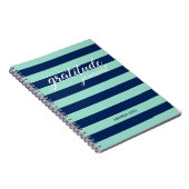 Gratitude Journal Mint Green Navy Stripes Name Notitieboek (Rechterzijde)