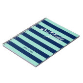 Gratitude Journal Mint Green Navy Stripes Name Notitieboek (Linkerzijde)