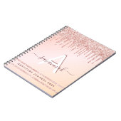 Gratitude journal monogram roos goudroze glitter notitieboek (Linkerzijde)