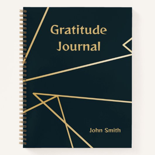 Gratitude Journal Personnalisé, Gris Avec Or (Devant)