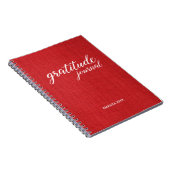 Gratitude Journal Red Linen Foto, op naam Notitieboek (Rechterzijde)