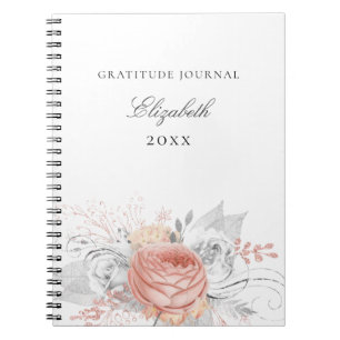 Gratitude journal roos gold floral Silver foliage Notitieboek