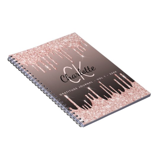 Gratitude Journal rose or parties scintillant noir (Côté Droit)