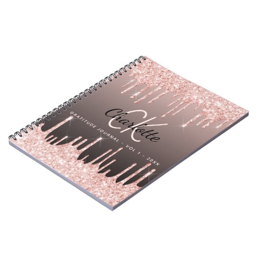 Gratitude Journal rose or parties scintillant noir (Côté gauche)