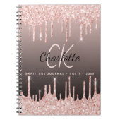 Gratitude Journal rose or parties scintillant noir (Devant)
