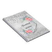 Gratitude journal silver floral glitter blush pink (Côté Droit)