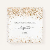 Gratitude journal white gold glitter name notitieboek (Voorkant)