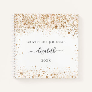 Gratitude journal white gold glitter name notitieboek