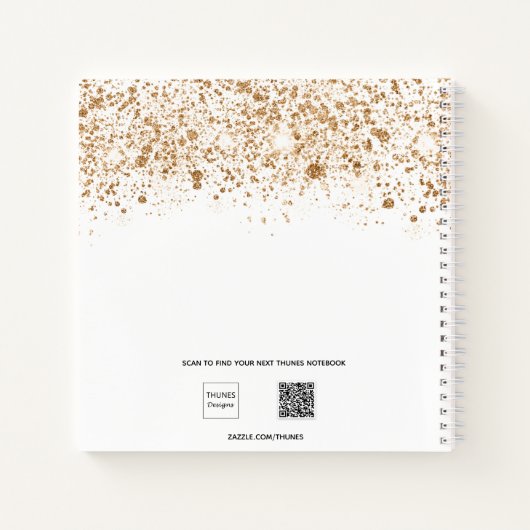 Gratitude journal white gold glitter name notitieboek (Achterkant)