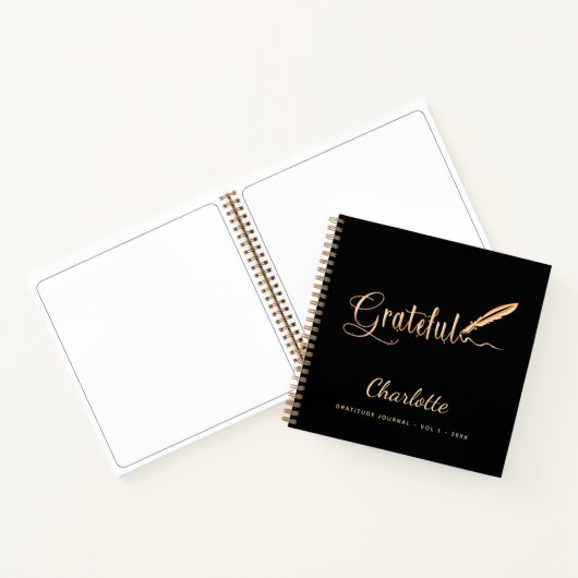 Gratitude journal zwarte goud elegant scriptnaam notitieboek (Binnen)