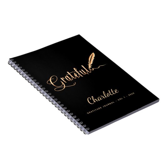 Gratitude journal zwarte goud elegant scriptnaam notitieboek (Rechterzijde)