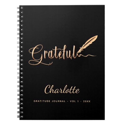 Gratitude journal zwarte goud elegant scriptnaam notitieboek (Voorkant)