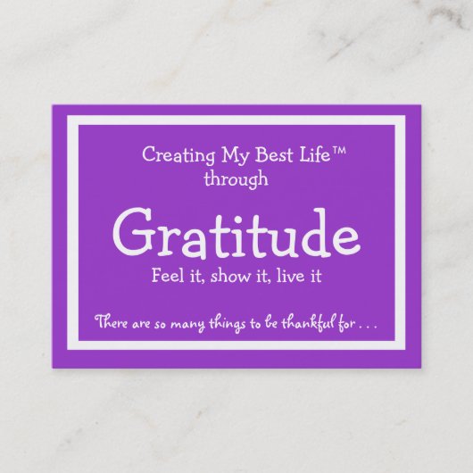 Gratitude-kaart Visitekaartje (Voorkant)