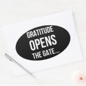 Gratitude opent het inspirerend citaat van Gate Ovale Sticker (Envelop)