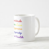 Gratitude, Paix, Amour, Bonheur, Café Mug (Devant droit)