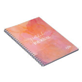Gratitude Pink Oranje Monogrammed Waterverf Notitieboek (Rechterzijde)