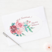 Gratitude Red en roze rozen ventilatorverstuiver Ovale Sticker (Envelop)
