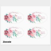Gratitude Red en roze rozen ventilatorverstuiver Ovale Sticker (Vel)