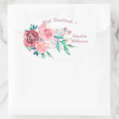 Gratitude Red en roze rozen ventilatorverstuiver Ovale Sticker (Tas)