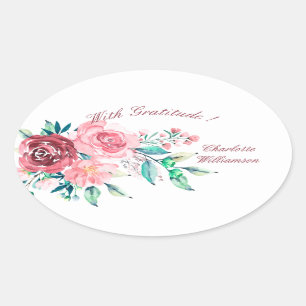 Gratitude Red en roze rozen ventilatorverstuiver Ovale Sticker