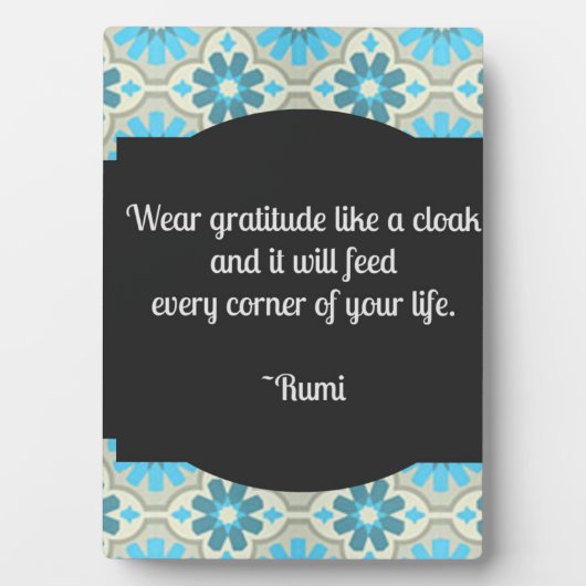 Gratitude Rumi Quote Tabletop Plaque Fotoplaat (voorkant)