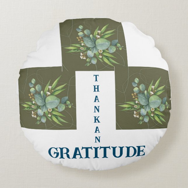GRATITUDE THANKAN EN COUSSIN ROND VERT (Devant)
