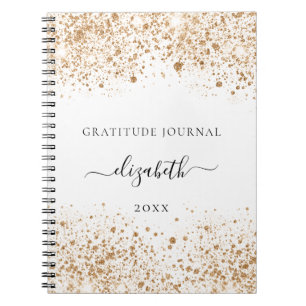 Gratitude tijdschrift white gold glitter stof name notitieboek