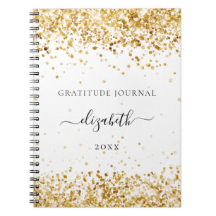 Gratitude tijdschrift white gold glitter stof name notitieboek