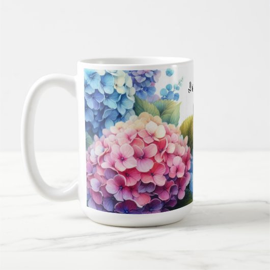 Gratitude Watercolor Hydrangeas Coffee Mug (Gauche)