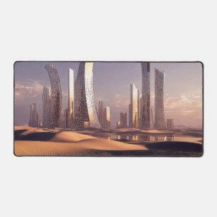 Gratte-ciel surréalistes futuristes dans un paysag