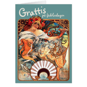 Grattis på födelsedagen CC0412 Alfons Mucha