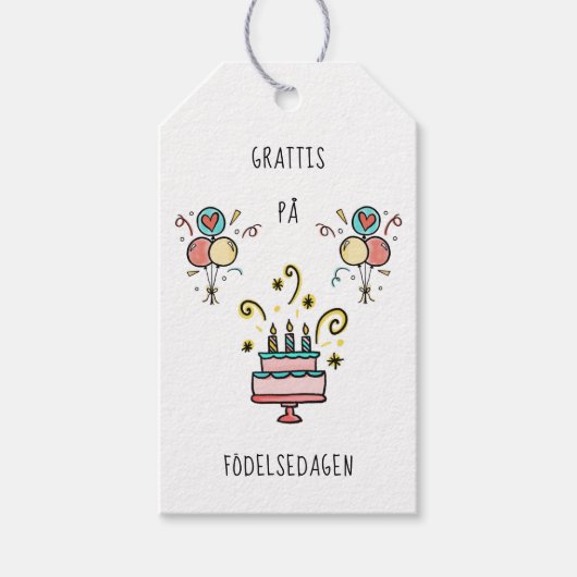 Grattis på födelsedagen | Happy Birthday Cadeaulabel (Voorkant)