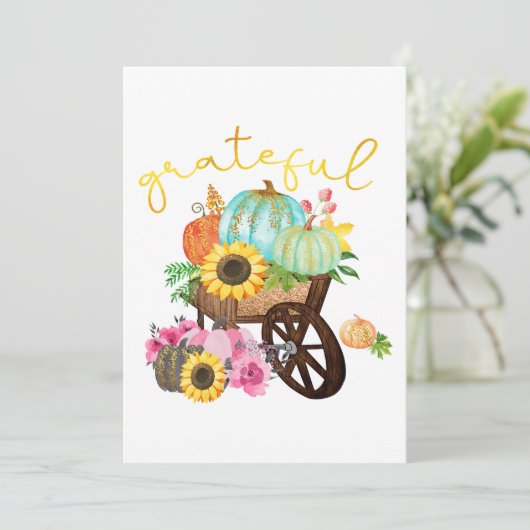 Gratuit Panier Citrouilles Tournesol Carte Thanksg (Debout devant)