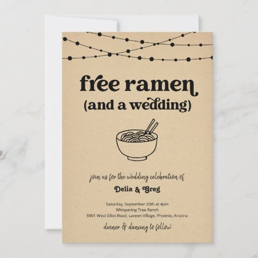 Gratuit Ramen Funny Faire-part de mariage (Devant)