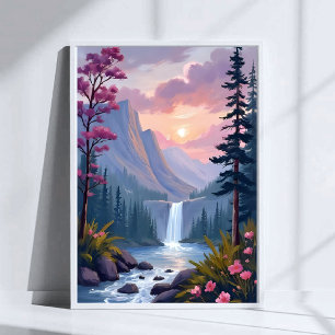 Gratwaterfall   Magische bloemenlandschap Poster