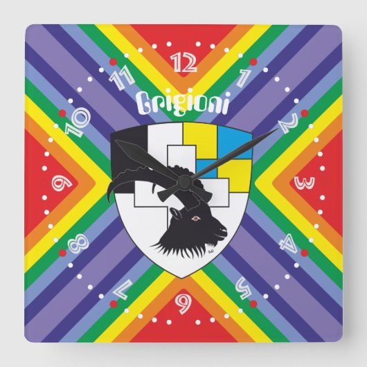 Graubünden Grischun Grigioni Schweiz Svizra Uhr Vierkante Klok (Voorkant)