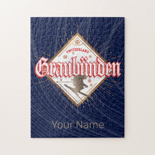 Graubünden Zwitserland retro skier Legpuzzel (Verticaal)