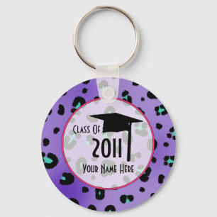 Graudation Class of 2011 - Paarse luipaard Print Sleutelhanger