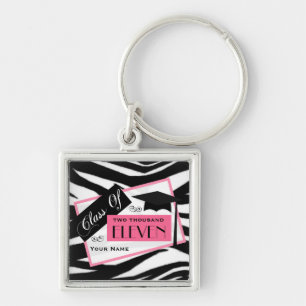 Graudation Class of 2011 - Zebra Print & Roze Sleutelhanger