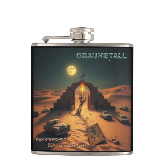 GRAUMETALL - who strokes the devil's fur Heupfles (Voorkant)
