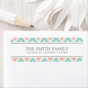 Grauw Mint Peach Zigzag Tribal Patroon Etiket