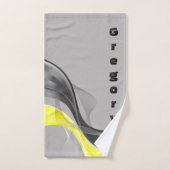 Grauwe en gele keukendoekset bad handdoek (Handdoek)