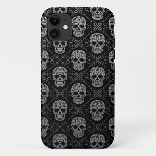 Grauwe en zwarte suikerschedel Case-Mate iPhone case (Achterkant)