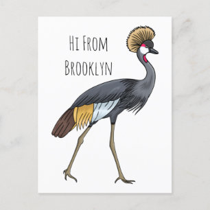 Grauwe kraanvogel cartoon illustratie briefkaart