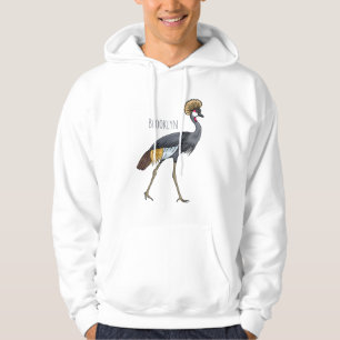 Grauwe kraanvogel cartoon illustratie hoodie