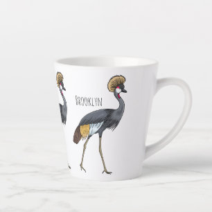 Grauwe kraanvogel cartoon illustratie latte mok